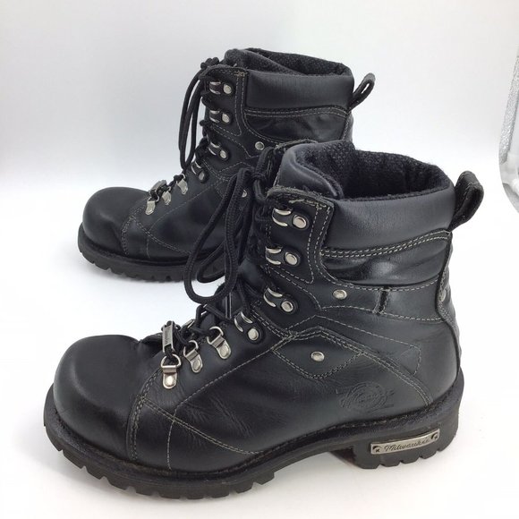 Milwaukee Mens Size 9 D Jackhammer Leather Motorcycle Boots MB434 Org $155 main image 12